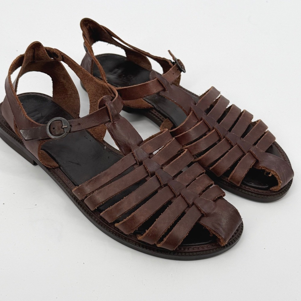 G.H. Bass Brown Leather Fisherman Huarache Sandals Made in Italy Womens Size 10